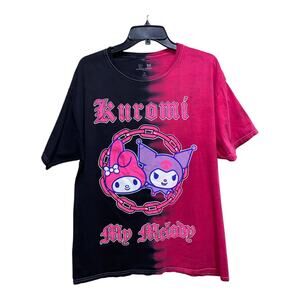 My Melody vs Kuromi Unisex Linked Split Tie-Dye Adult‎ Anime T-Shirt Size Large